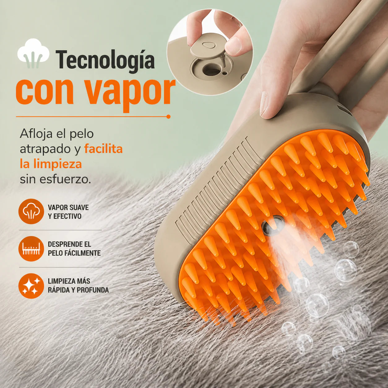 CEPILLO DE VAPOR PARA MASCOTAS 3 EN 1