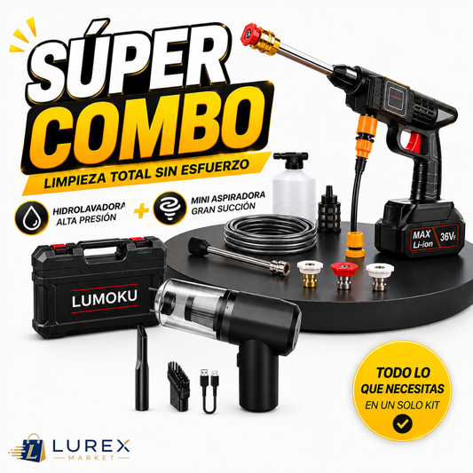 TurboClean Pro| Hidrolavadora Portátil + Mini Aspiradora Inalámbrica
