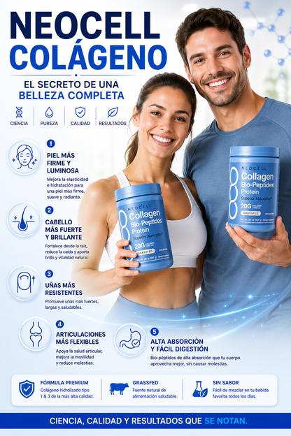 CÓLAGENO BIO-PÉPTIDOS (NEOCELL) / PIEL RADIANTE, CABELLO Y UÑAS FUERTES, ARTICULACIONES SALUDABLES